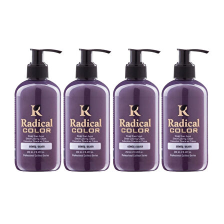 Radical Color NEW 25/Silver Amonyaksız Su Bazlı Saç Boyası 250 ML 4 Adet Gümüş