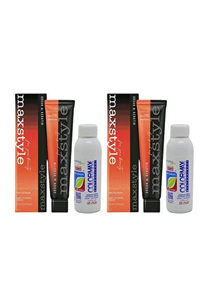 Maxstyle SPS858 Argan ve Keratin 2025/08.34 Açık Karamel 60 Ml 2 Adet Saç Boyası + 2 Adet 90 Ml Oksidan