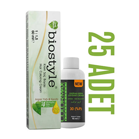 Biostyle Kuaför Seti 60 Ml 25 Adet Saç Boyası +  25 Adet 90 Ml Oksidan