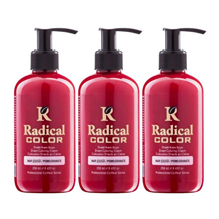 Radical Color NEW 25/Pomegranate Amonyaksız Su Bazlı Saç Boyası 250 ML 3 Adet Nar Çiçeği