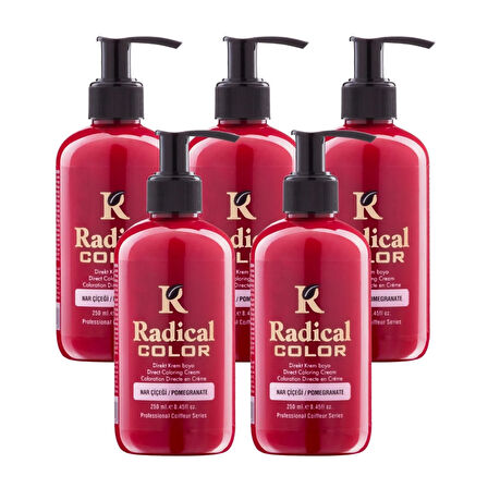 Radical Color NEW 25/Pomegranate Amonyaksız Su Bazlı Saç Boyası 250 ML 5 Adet Nar Çiçeği