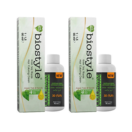Biostyle Bitki Özlü Argan ve Keratin 5.1 Açık Küllü Kahve 2 Adet 60 ML Saç Boyası + 2 Adet Oksidan