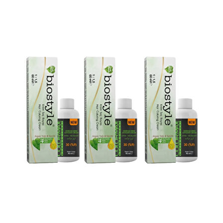 Biostyle Bitki Özlü Argan ve Keratin 5.1 Açık Küllü Kahve 3 Adet 60 ML Saç Boyası + 3 Adet Oksidan