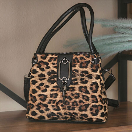 Leopar Desenli Omuz ve Kol Çantası