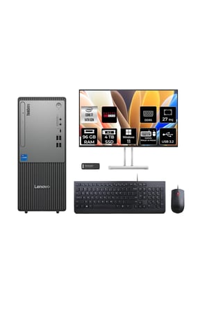 ThinkCentre Neo 50T G5 i7 14700 96GB 4TB SSD RX550/4GB W11P Masaüstü Bilgisayar + 27"