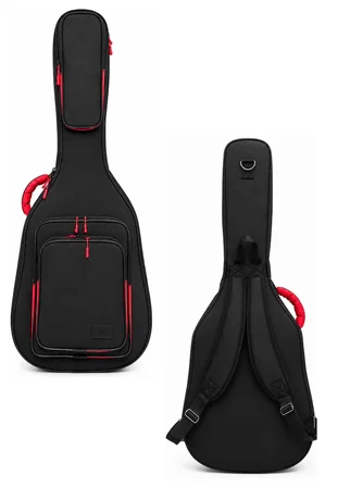 PROFESYONEL GİGBAG KALIN KLASİK GİTAR KILIFI-ÇANTASI - SİYAH - KIRMIZI 1900 DENYE LÜX KUMAŞ - %100 SU GEÇİRMEZ