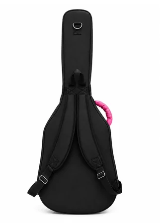 PROFESYONEL GİGBAG KALIN AKUSTİK GİTAR KILIFI-ÇANTASI - SİYAH - PEMBE 1900 DENYE LÜX KUMAŞ - %100 SU GEÇİRMEZ
