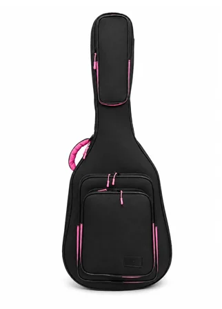 PROFESYONEL GİGBAG KALIN KLASİK GİTAR KILIFI-ÇANTASI - SİYAH - PEMBE 1900 DENYE LÜX KUMAŞ - %100 SU GEÇİRMEZ
