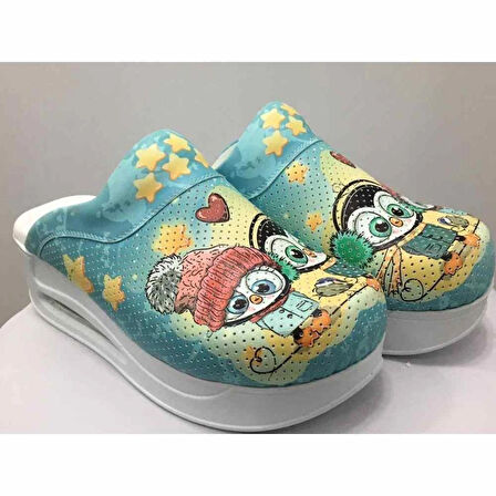 Ortopedik Sabo Terlik Doktor Hemşire Hastane Aşçı Terliği Kadın Kış Desenli