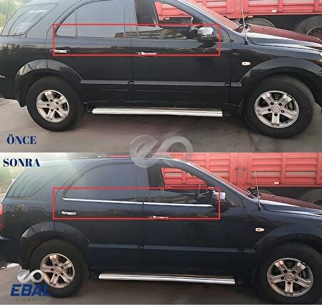 Kia Sorento Krom Cam Çıtası 4 prç P.Çelik 2002-2010 ARASI
