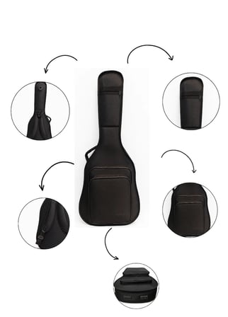 PRO GİGBAG KALIN AKUSTİK GİTAR KILIFI-ÇANTASI - SİYAH 1900 DENYE LÜX KUMAŞ - %100 SU GEÇİRMEZ