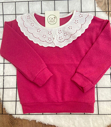 Önlük Yakalı Çocuk Sweatshirt Oversize Kalıp (2j3b4YlEorFvp)