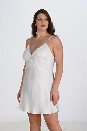 Litae Büyük Beden 2li Ekru Sabahlık Takımı Bigsize