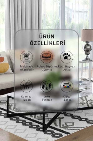 Yıkanabilir Kaymaz Taban Dijital Baskılı Halı ve Yolluk – Leke Tutmaz Salon & Mutfak Halısı