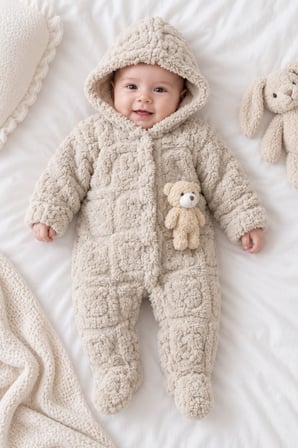  Kız Erkek Bebek Tavşan ve Ayı Oyuncaklı Peluş Tulum TLM0301
