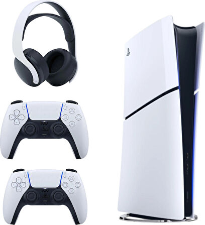 Sony Playstation 5 Slim İthalatçı Garantili + 2.  Beyaz Dualsense + Pulse 3D Kablosuz Kulaklık