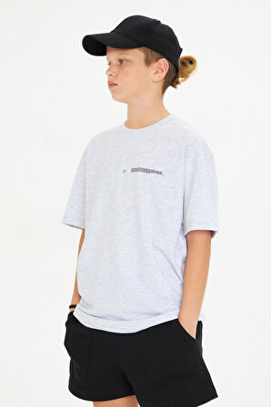Los Angeles Baskılı %100 Pamuk Oversize Beyaz Unisex Çocuk Tişört
