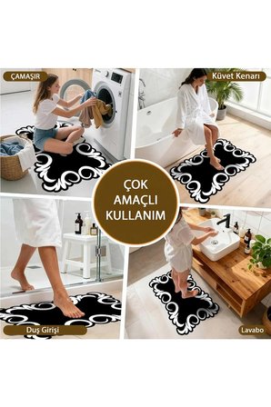 Banyo Paspası, Yumuşak Banyo Halısı, Kaymaz Dot Tabanlı, Yıkanabilir - 60x100