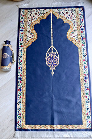 Pratik Ve Taşınabilir Ipek Dokulu Keseli Seccade Mihrap Desenli S10017