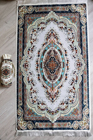 Pratik Ve Taşınabilir Ipek Dokulu Keseli Seccade Halı Desen S100112