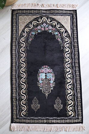 Çeyizlik Astarlı Lüks Seccade Hediyelik S1019 Siyah