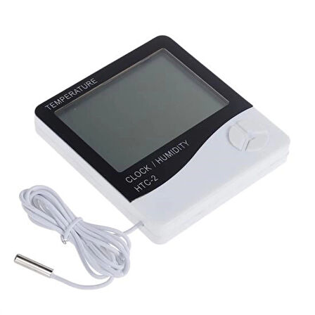 İpek Yıldızı® İç ve Dış Ortam Sıcaklığını Ölçebilen LCD Ekran Saat Göstergeli Alarmlı Nem Ölçer Termometre