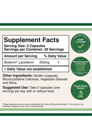 Lactoferrin 250 mg 60 veg. Kapsül.usa vers.