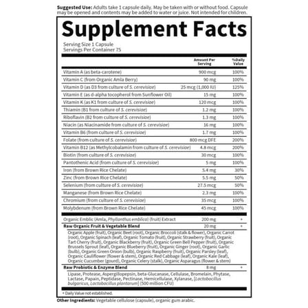 Vitamin Code Raw One For Women once daily Multivitamin 75 veg. Capsules