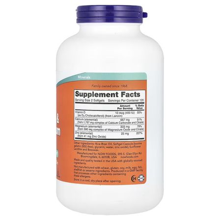 Calcium & Magnesium softgels with vitamin D-3 and zinc 240 softgels
