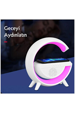  Akıllı Gece Lambası Speaker Bluetooth Hoparlör Kablosuz Şarj Rgb Masa Lambası Yatak Odası Dekor