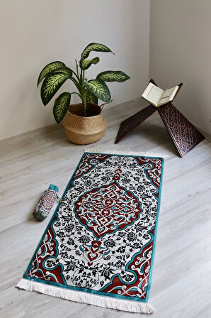 Pratik Ve Taşınabilir Ipek Dokulu Keseli Seccade Halı Desenli S10012