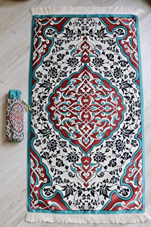 Pratik Ve Taşınabilir Ipek Dokulu Keseli Seccade Halı Desenli S10012