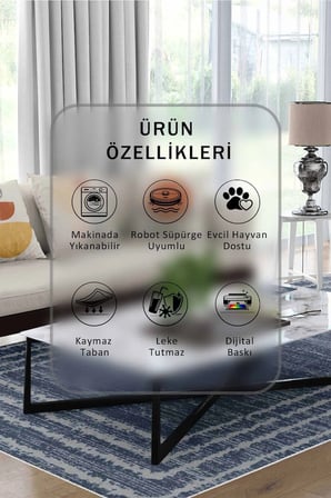 Yıkanabilir Kaymaz Taban Dijital Baskılı Halı ve Yolluk – Leke Tutmaz Salon & Mutfak Halısı