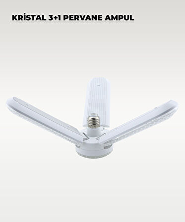 40W Kristal Pervane 3+1 Kanatlı Ampul 6500K Beyaz Işık 