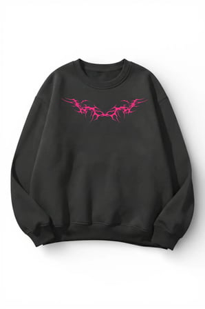 Unisex Yumuşak Dokulu Tribal Baskılı Tasarım Oversize 3 İplik Bisiklet Yaka Sweatshirt
