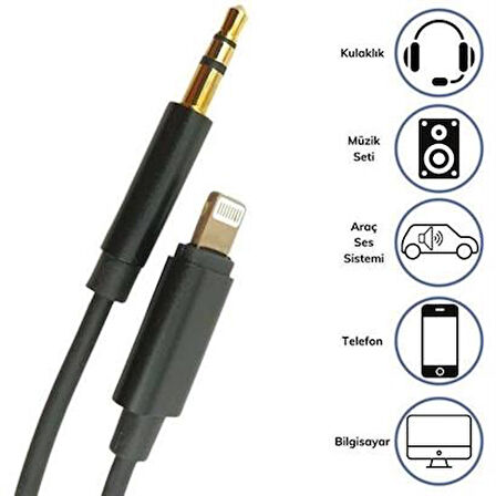 Periboia® iPhone Lightning Aux Araç Dönüştürücü Ses Kablosu 35 mm Jack Girişli