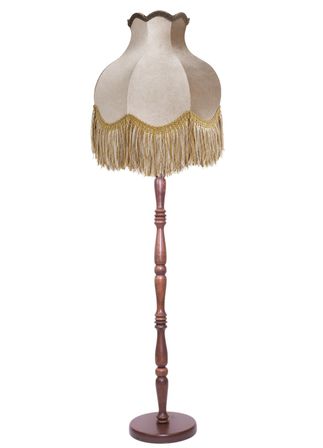 Vizon Kadife Başlık Kahve Ahşap Ayaklı Lambader Vintage Model 170x45cm