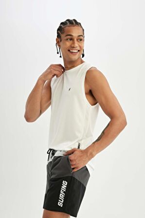 DeFactoFit Regular Fit Baskılı Esnek Dokulu Sporcu Kısa Boy Deniz Şortu B5997AX24HSAR202