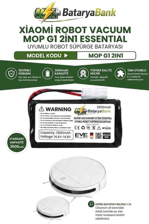 Mi Vacuum Mop G1 2in1 / Essential / MSJTG1 Uyumlu Robot Süpürge Bataryası 2600 mAh