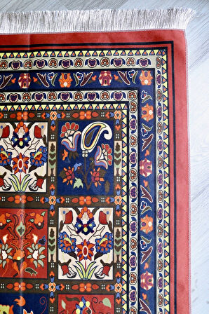 Pratik Ve Taşınabilir Ipek Dokulu Keseli Seccade 40 Yama Desen S100110 Turuncu