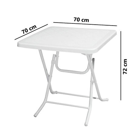Omnipazar MT-GFM235 Prima Sorgente Plastik Kare Bahçe Balkon Masa 70x70 cm Beyaz