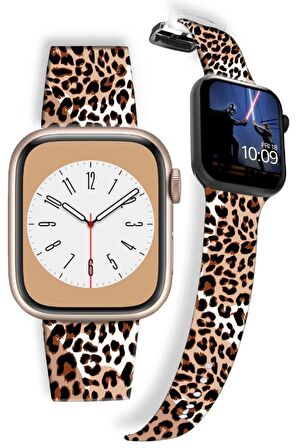 Apple Watch Kordon Leopar Desenli Silikon Kayış