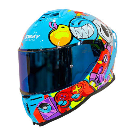 Sway Kapalı Kask Sw 867 Gamer Mavi