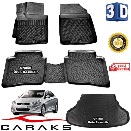 Accent Blue 3D Havuzlu Paspas+Bagaj Havuzu 2011-2020 Arası Caraks Marka