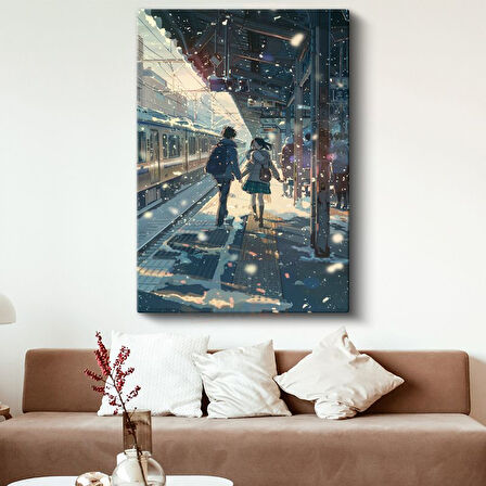 Kar Taneleri İstasyonu - Romantik Buluşma Anime Kanvas Tablo