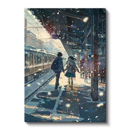 Kar Taneleri İstasyonu - Romantik Buluşma Anime Kanvas Tablo