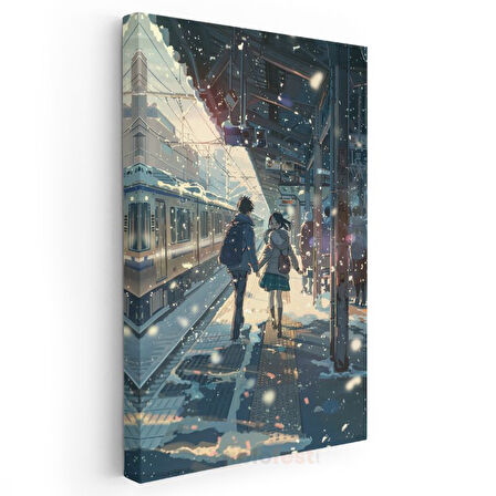 Kar Taneleri İstasyonu - Romantik Buluşma Anime Kanvas Tablo