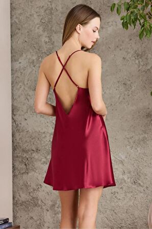 Pierre Cardin 6'lı Saten Gecelik Sabahlık Takım Çeyiz Seti 6010 - Bordo