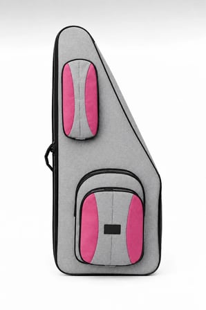 Profesyonel Kanun Kılıfı Gri/Pembe Keten Kumaş – %100 Su Geçirmez – 3 mm EVA + 1 cm Polietilen Köpük Destekli – Darbeye Dayanıklı