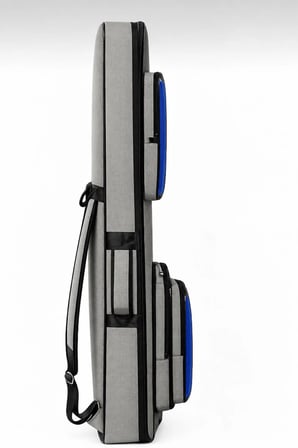 Profesyonel Kanun Kılıfı Gri/Mavi Keten Kumaş – %100 Su Geçirmez – 3 mm EVA + 1 cm Polietilen Köpük Destekli – Darbeye Dayanıklı